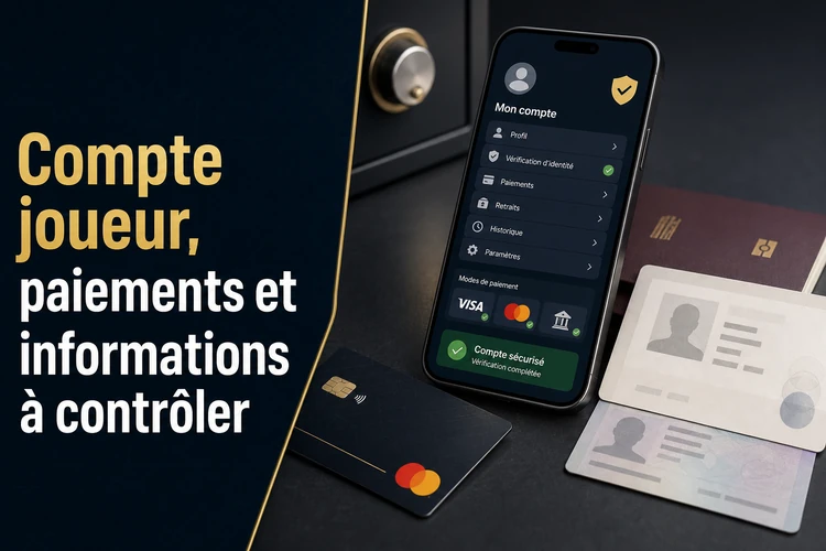 Compte joueur, paiements et informations à contrôler
